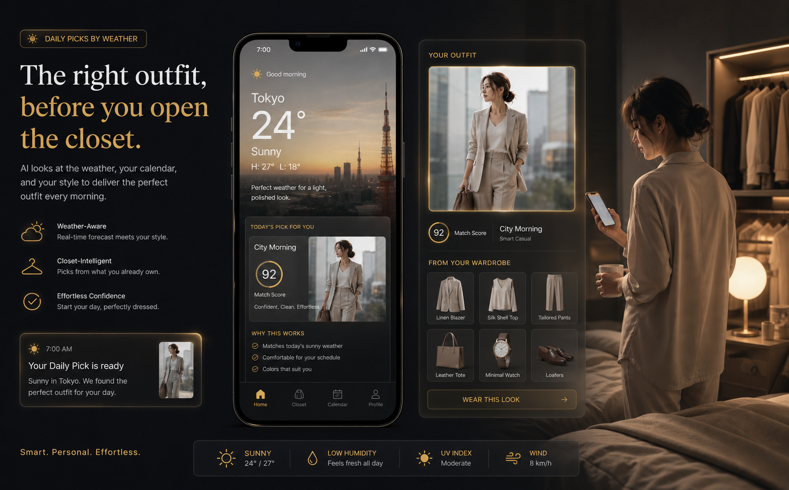 Daily weather outfit pick product screen